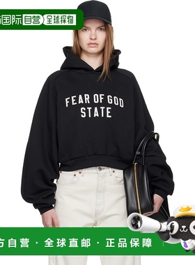 1h可退 潮奢 Essentials 女士 黑色 Fleece Raglan 连帽衫 192SP2