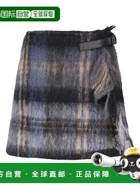 LOEWE 女士半身裙 S540Y08XC04985 AW2025 蓝色格纹半身裙 A字裙