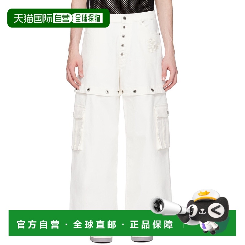 1h可退 潮奢 off-white 男士 白色 90's Logo 工装裤 OMYA183S24D