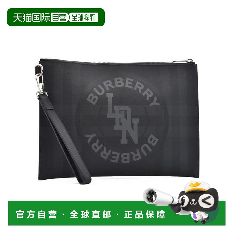 BURBERRY 男士手拿包 80225591 SS2021 黑色 logo印花手拿包