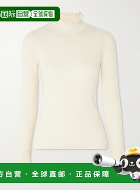 潮奢 CORDOVA 女士 Kitz 荷叶边罗纹美利奴羊毛羊毛混纺高领毛衣