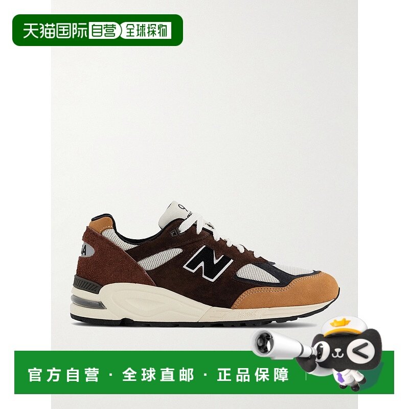 潮奢 New Balance  男士 990 皮革边绒面革网纱运动鞋 M990BB2