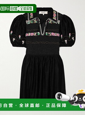 1h可退 潮奢 SEA 海洋 女士 'Brynn' 精饰罩衫式天鹅绒迷你连衣裙