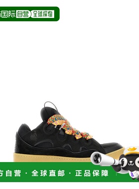 1h可退 潮奢 Lanvin 朗雯 男士 Curb 黑色皮质布织运动鞋 FUSKDK1