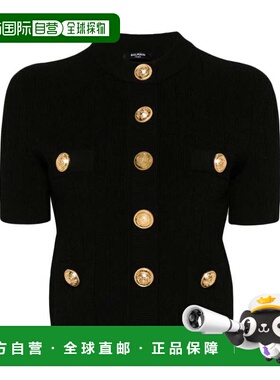 BALMAIN 女士针织毛衣 CF1KL023KB070PA SS2024 黑色短袖开衫