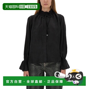 GANNI 女士衬衫 W0856099 AW2025 黑色 Long sleeves with elasti