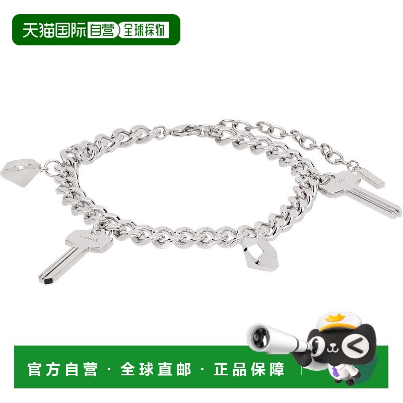 1h可退 潮奢 We11Done 男士 银色 Key Charm Chain 手链 WDAJ3245