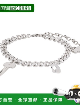 1h可退 潮奢 We11Done 男士 银色 Key Charm Chain 手链 WDAJ3245