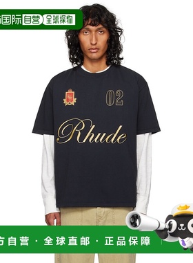 1h可退 潮奢 Rhude 男士 黑色 Script T 恤 RHFW24TT29012