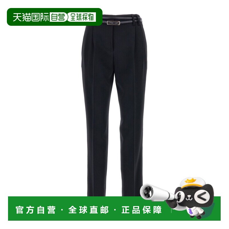 1h可退 MAX MARA 女士休闲裤 6136035106001 AW2025 黑色 腰带环 - 天猫国际探物中国香港出品