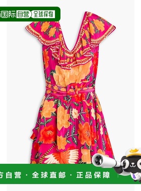1h可退 潮奢 FARM RIO 女士 束带印花双绉迷你连衣裙 306144FLOWE