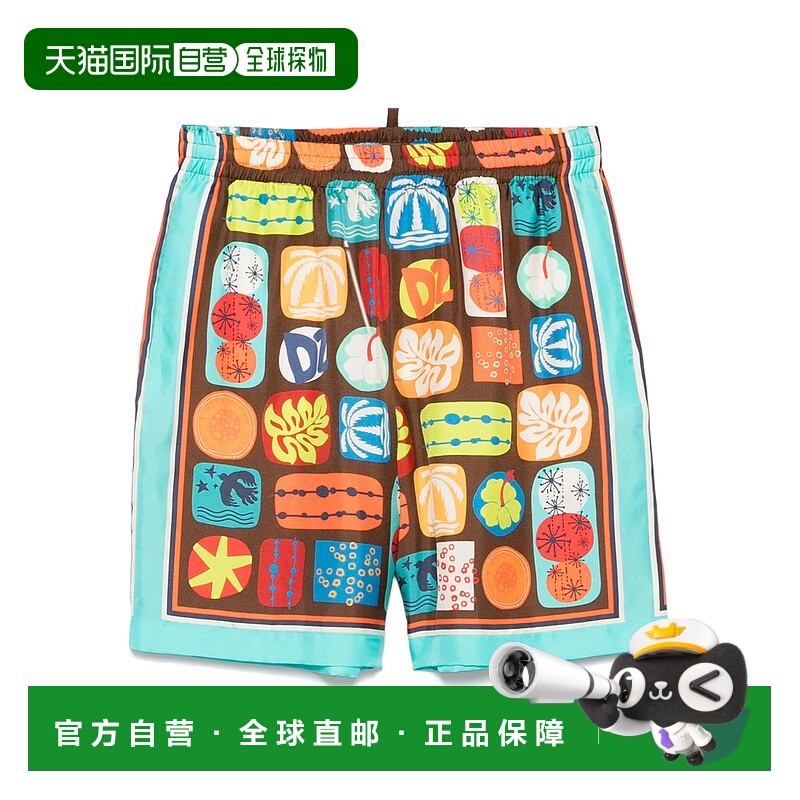潮奢 Dsquared2 二次方 男士 图案短裤 S78MU0059D35293