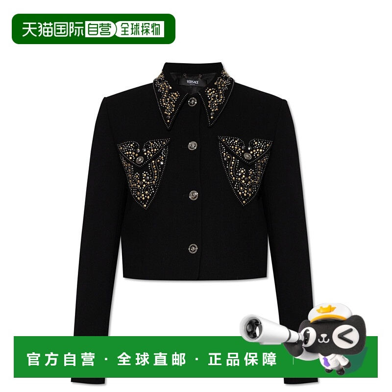 1h可退 VERSACE 女士外套 10213191A127891B000 AW2025 黑色羊毛