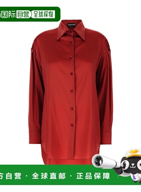 1h可退 潮奢 Tom Ford 汤姆 福特 女士 红色弹力真丝衬衫 CA3211F