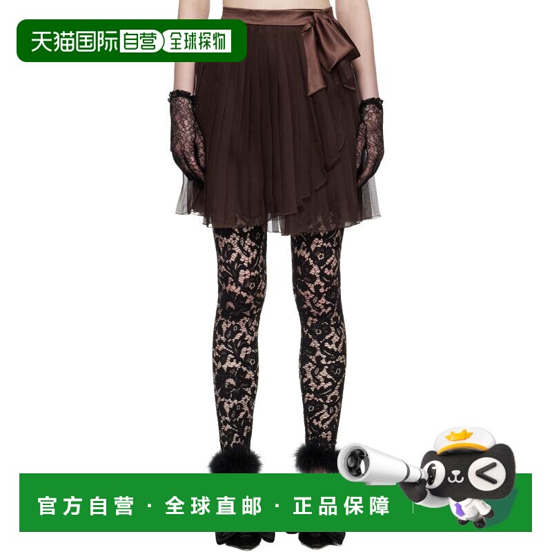valentino 华伦天奴 女士 棕色压褶半身裙 8B3RAEE12UPY79DEEPCHO