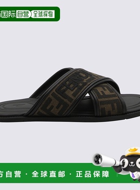 FENDI 男士凉鞋 7X1548AJZEF0R7R AW2025 黑色 Logo slides