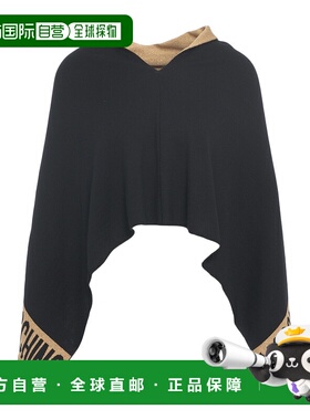 1h可退 MOSCHINO 女士披肩 30667M3348051 SS2025 黑色 徽标斗篷