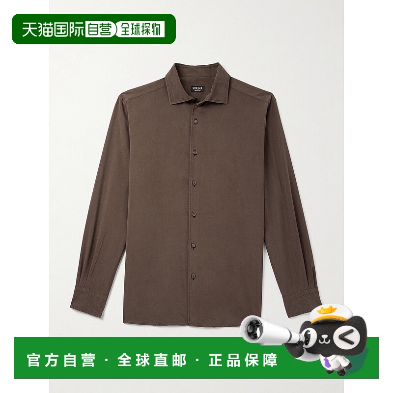 1h可退 潮奢 zegna 杰尼亚 男士 加宽领桑蚕丝衬衫 UGX42A2SLF5