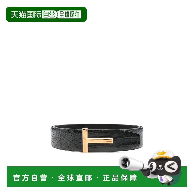 1h可退 TOM FORD 男士腰带 TB178LCL439GNAA SS2026 黑色 T标识腰