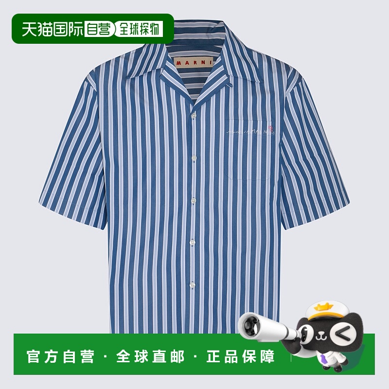1h可退 MARNI 男士衬衫 CUMU0213S4UTC336STB37 SS2024 蓝色条纹