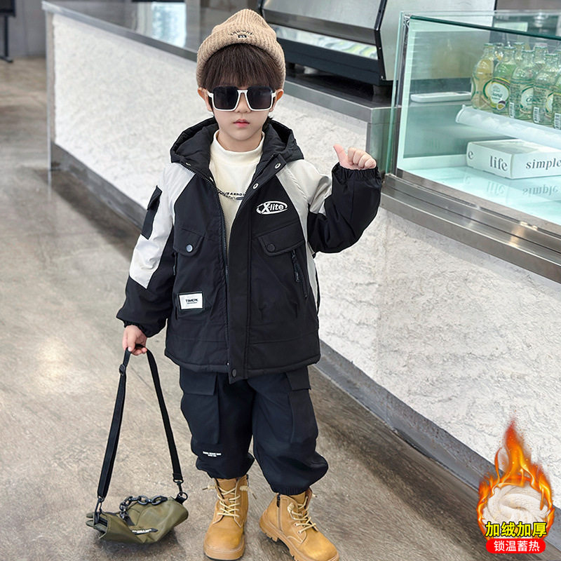 男童外套冬季加绒加厚棉服儿童冲锋衣2025新款潮帅气时髦宝宝