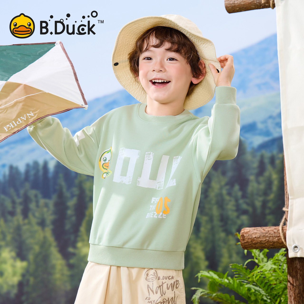 bduck小黄鸭童装男童卫衣儿童2025新款男孩春季运动衫圆领上衣潮