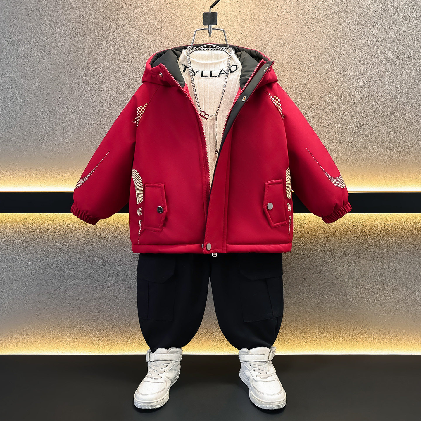 男童加绒外套冬季儿童派克服2025新款痞帅防风男宝冬装加厚棉服