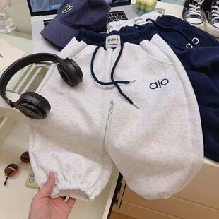 儿童裤子alo女童2025秋冬款男童宽松童装刺绣字母卫裤中小童x休闲