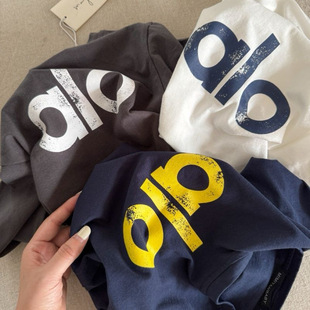 儿童长袖T恤秋冬alo休闲款童装男童潮牌字母打底衫宝宝女童内搭衣