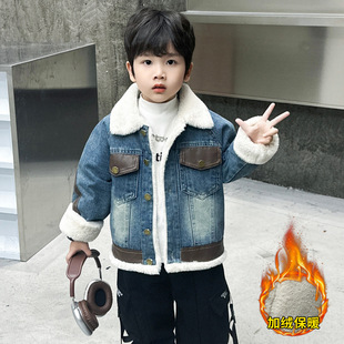 男童秋冬牛仔外套2025新款韩版帅气男宝休闲百搭中大童加绒上衣