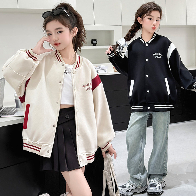 2026女童外套春秋儿童美式休闲棒球服洋气中大童新款女孩夹克上衣