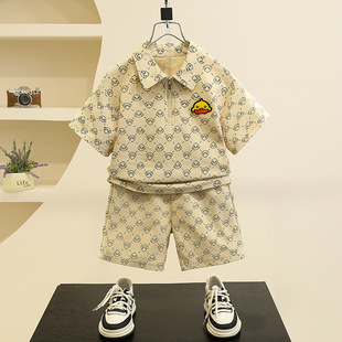 小黄鸭男童夏装套装2025新款儿童衣服夏季短袖痞帅小童男孩潮童装
