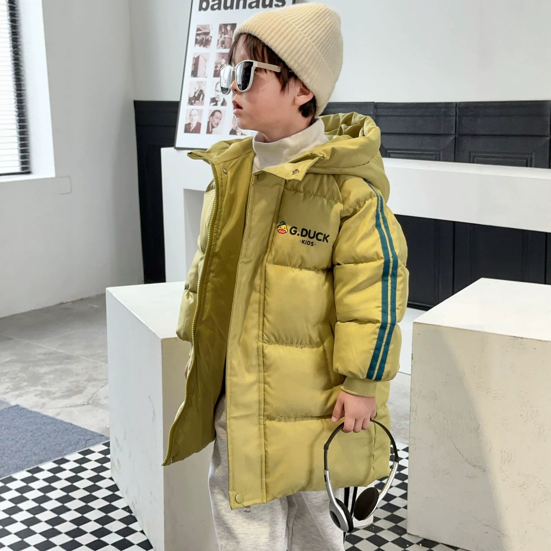 2025新款小黄鸭儿童棉服中长款男童女童小宝宝中大童加厚冬季童装