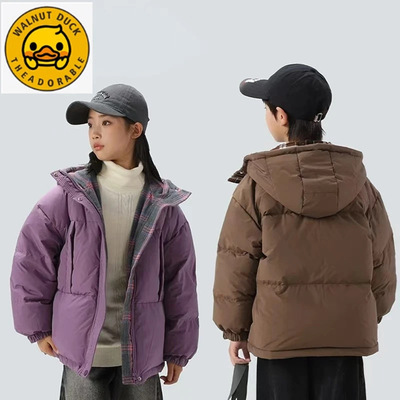 WALNUT DUCK小黄鸭双面穿新款羽绒服2025男女童加厚保暖外套