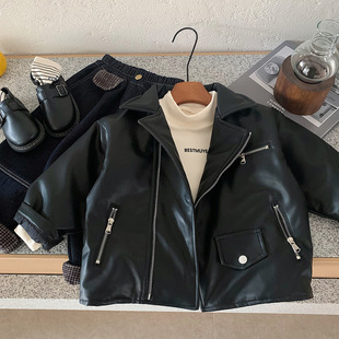 木野冬季夹棉皮衣儿童服饰加厚外套男童韩版帅气加厚棉服保暖夹克