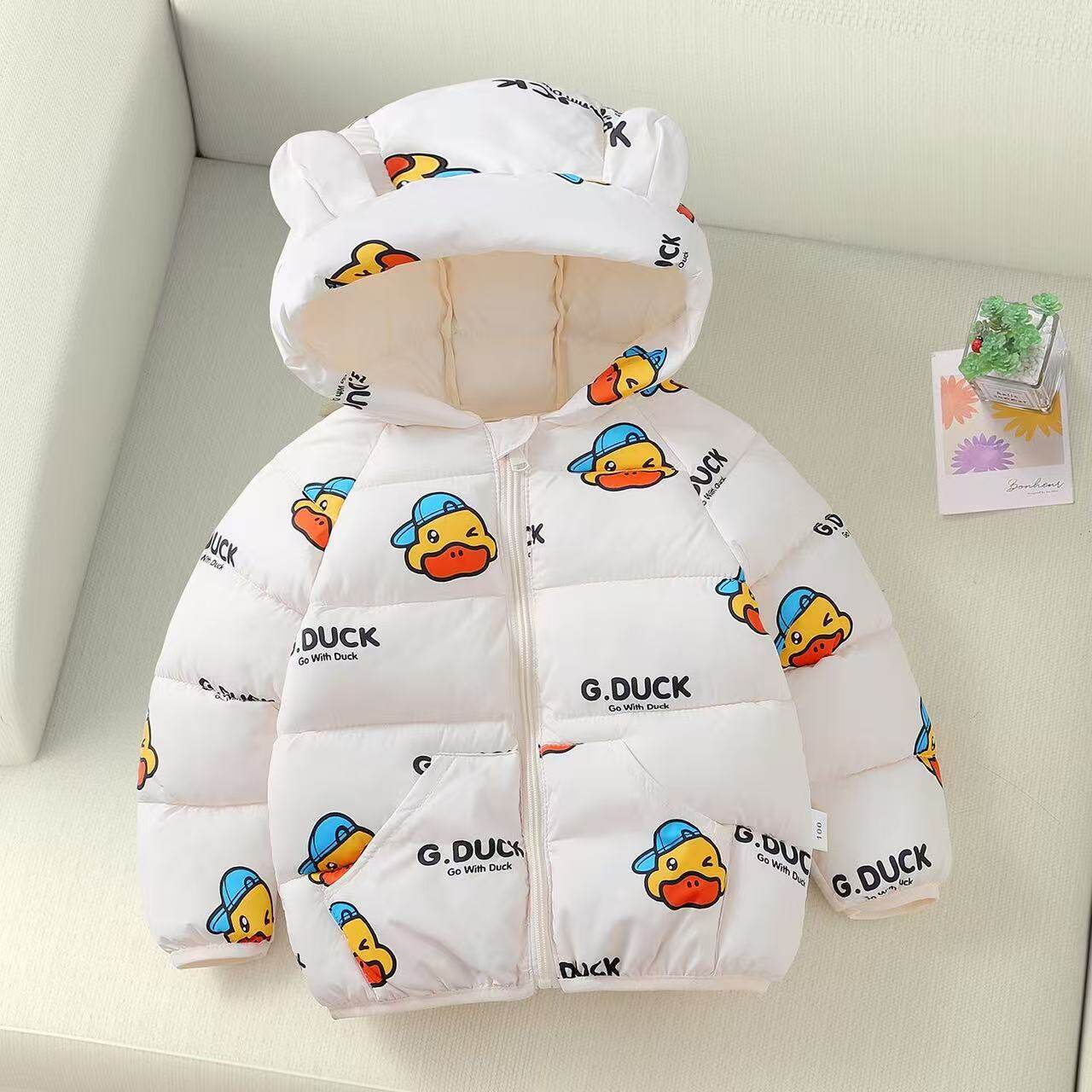 儿童棉服男女童秋冬款保暖棉衣中小童短款卡通款连帽保暖外套冬装