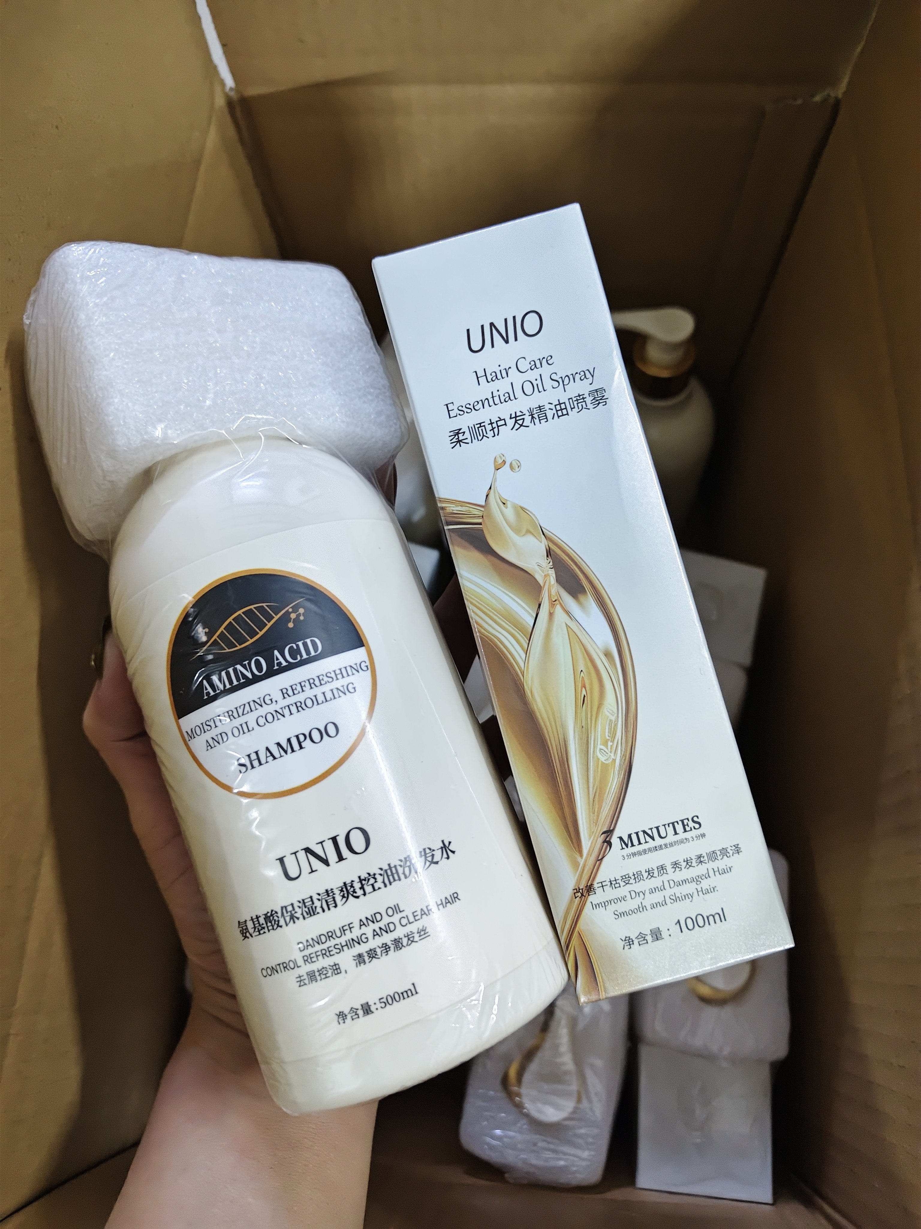 发一套 UNIO氨基酸清洁洗发乳 修复头发精油 洗发膏柔顺修复毛躁