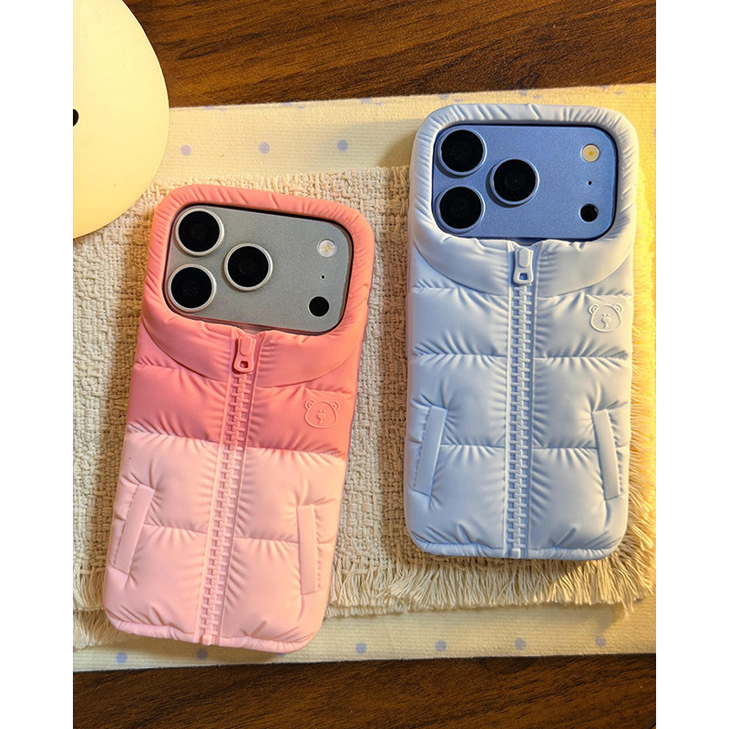 欧略 创意小众仿真立体羽绒服适用苹果18promax手机壳iphone17新款18pro硅胶软壳16防摔保护套15pro卡通女款
