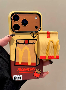 欧略 创意拼色可爱M记纸皮袋磁吸支架适用苹果17promax手机壳15新款iPhone16超好看14小众女款13防摔保护套男