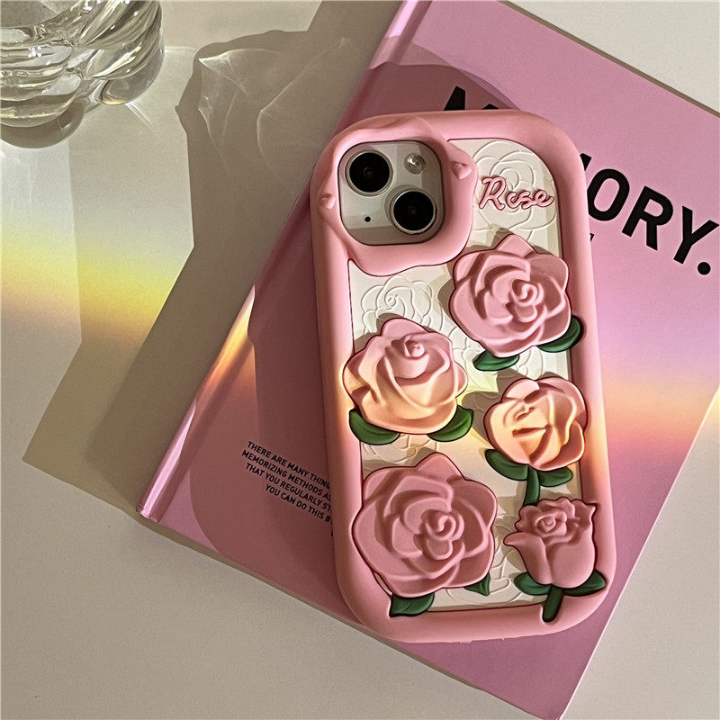 欧略 少女粉色立体玫瑰花适用iphone14promax手机壳13苹果12全包硅胶软壳11新款13promax防摔保护套14日韩风,3C数码配件,手机保护套/壳,淘宝优惠券,粉丝福利购,淘宝优惠卷