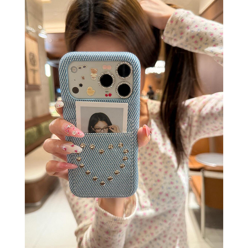 欧略  韩系ins小众柳钉爱心卡包适用苹果17promax手机壳15新款iPhone16超好看14防摔保护套17pro创意可爱女款,3C数码配件,手机保护套/壳,淘宝优惠券,粉丝福利购,淘宝优惠卷