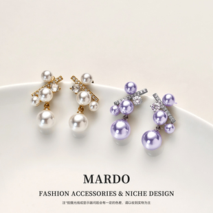 珍珠多颗小巧精致女士耳钉优雅时尚气质纯银针耳饰轻奢高级感耳环