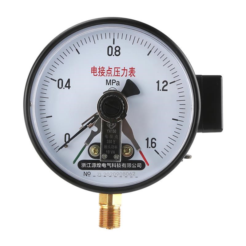 源煌气压表YX150 10VA0-4磁助式电接点压力表 220V水泵压力控制器