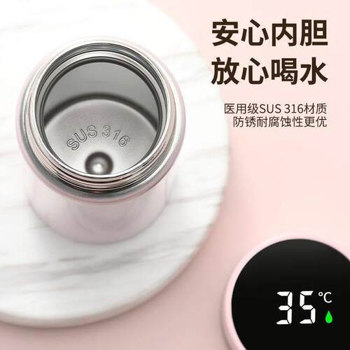 德国智能测温保温杯 不锈钢保温杯320/480ml简约小巧莫兰迪茶杯