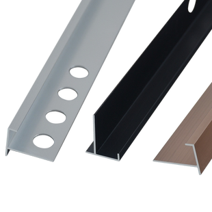 铝合金F型直角收边条阳角楼梯踏步瓷砖收口包边黑色金属装饰线条