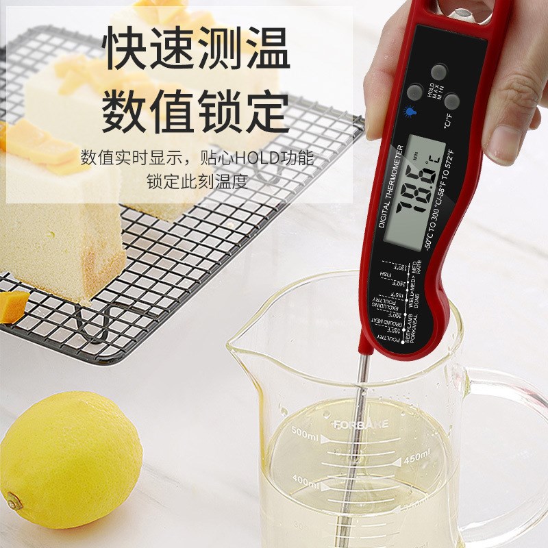 食品数显温度计 BmBQ烧烤肉类温度计探针式 液体测温笔 可防水折