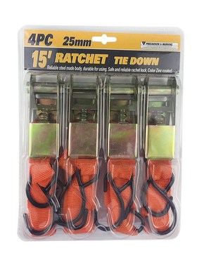 橙色15寸加e厚棘轮拉紧器货物捆绑带汽车紧固器丙纶涤纶收紧拉紧