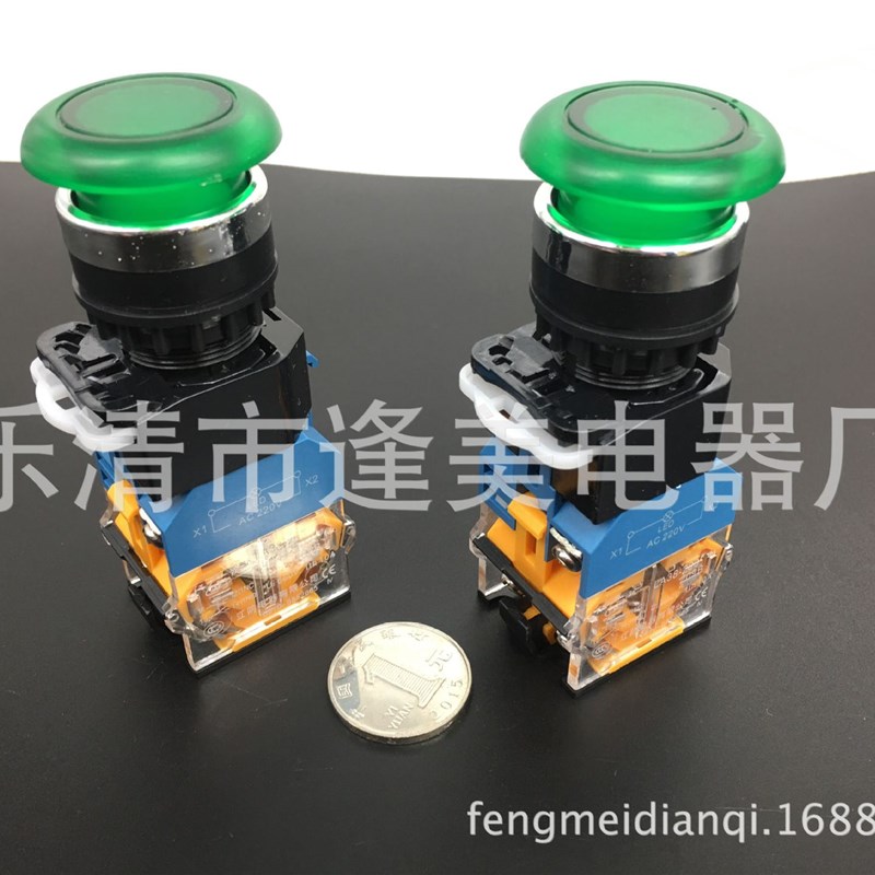 国产LA38-11MD 20r3/209B 蘑菇头带灯 自动复位 控按钮开关 22MM