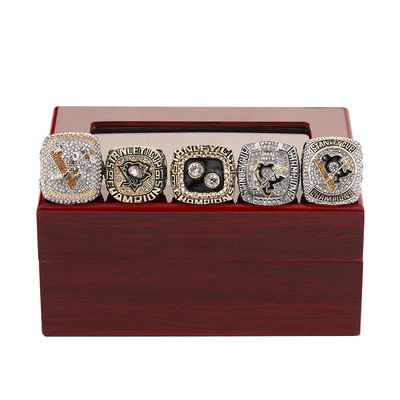 NHL 1991 1992 2009 2016 2017匹兹堡企鹅 冰球冠军戒指木盒套装