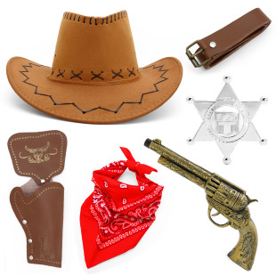 跨境中世纪西部牛仔枪套帽子玩具枪腰带Cowboy gun belt holster